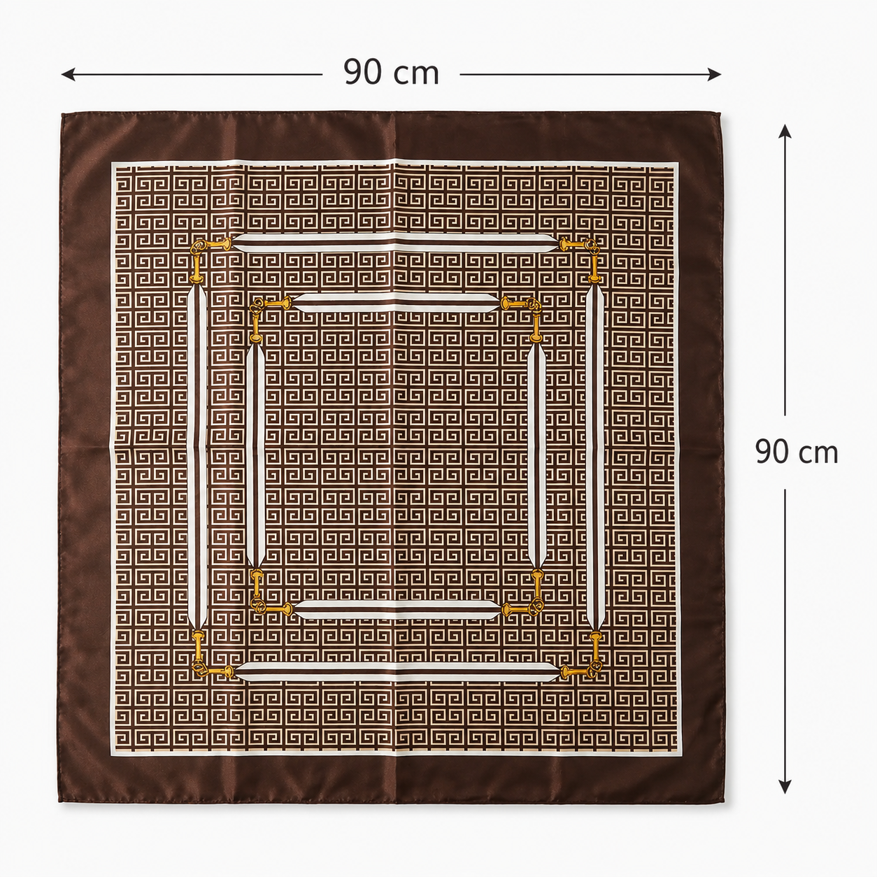 Lenço Feminino Cetim Seda Estampa Geométrica 90x90cm