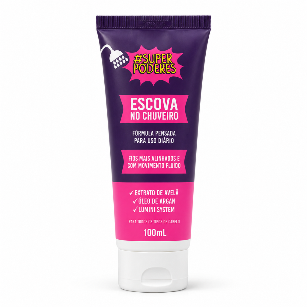 Escova de Chuveiro Super Poderes Controle de Frizz Alinhamento Capilar 100ml