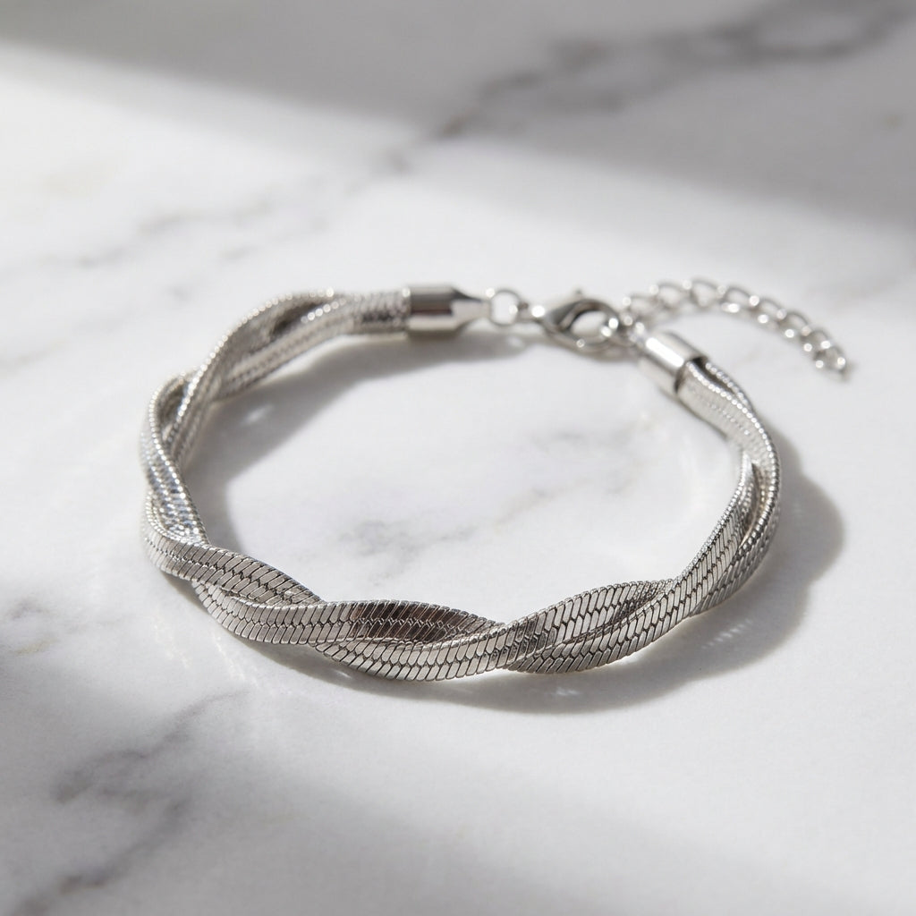 Pulseira Prata Malha Fita