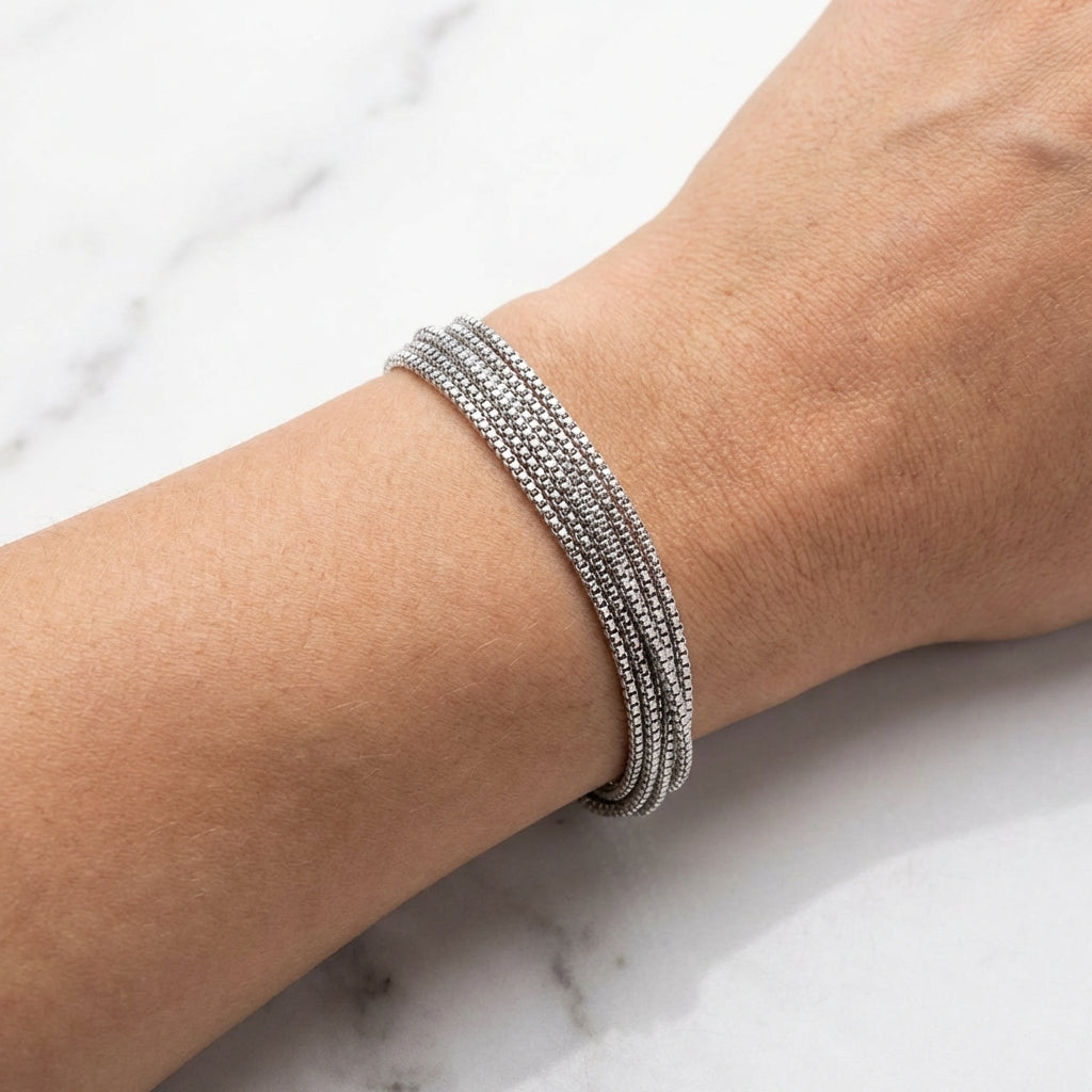 Pulseira Prata Múltiplos fios de malha