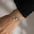 Kit 3 Pulseiras Prata em aço inoxidável com pingentes de coração