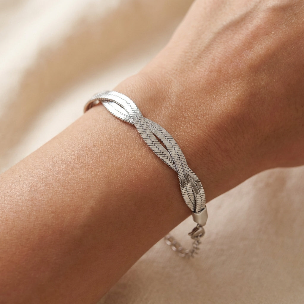 Pulseira Prata Malha Fita