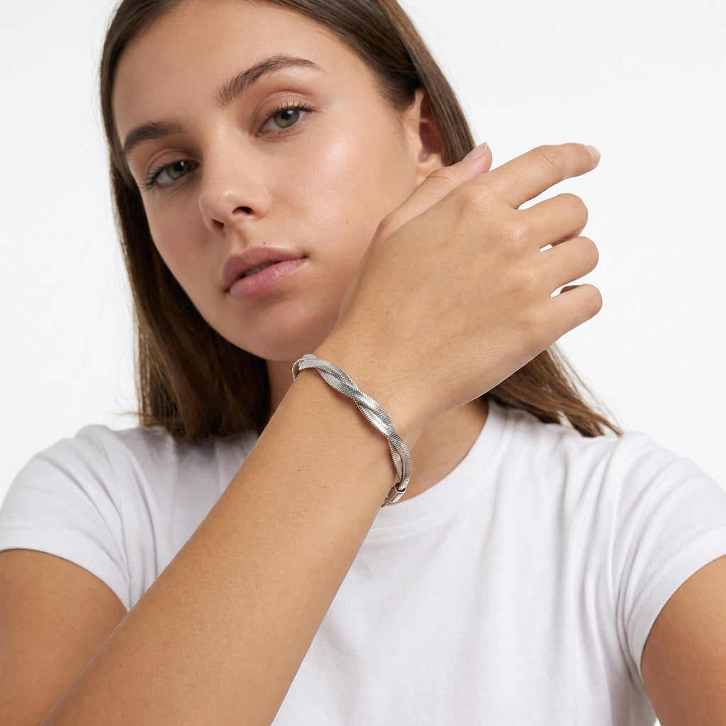 Pulseira Prata Malha Fita