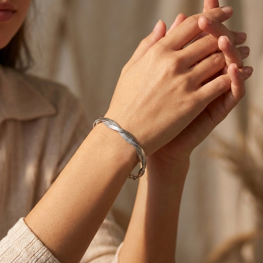 Pulseira Prata Malha Fita
