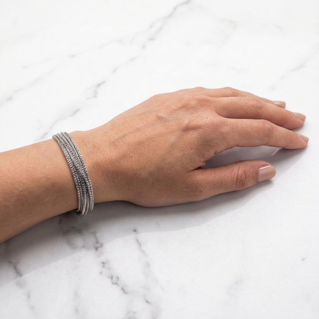 Pulseira Prata Múltiplos fios de malha