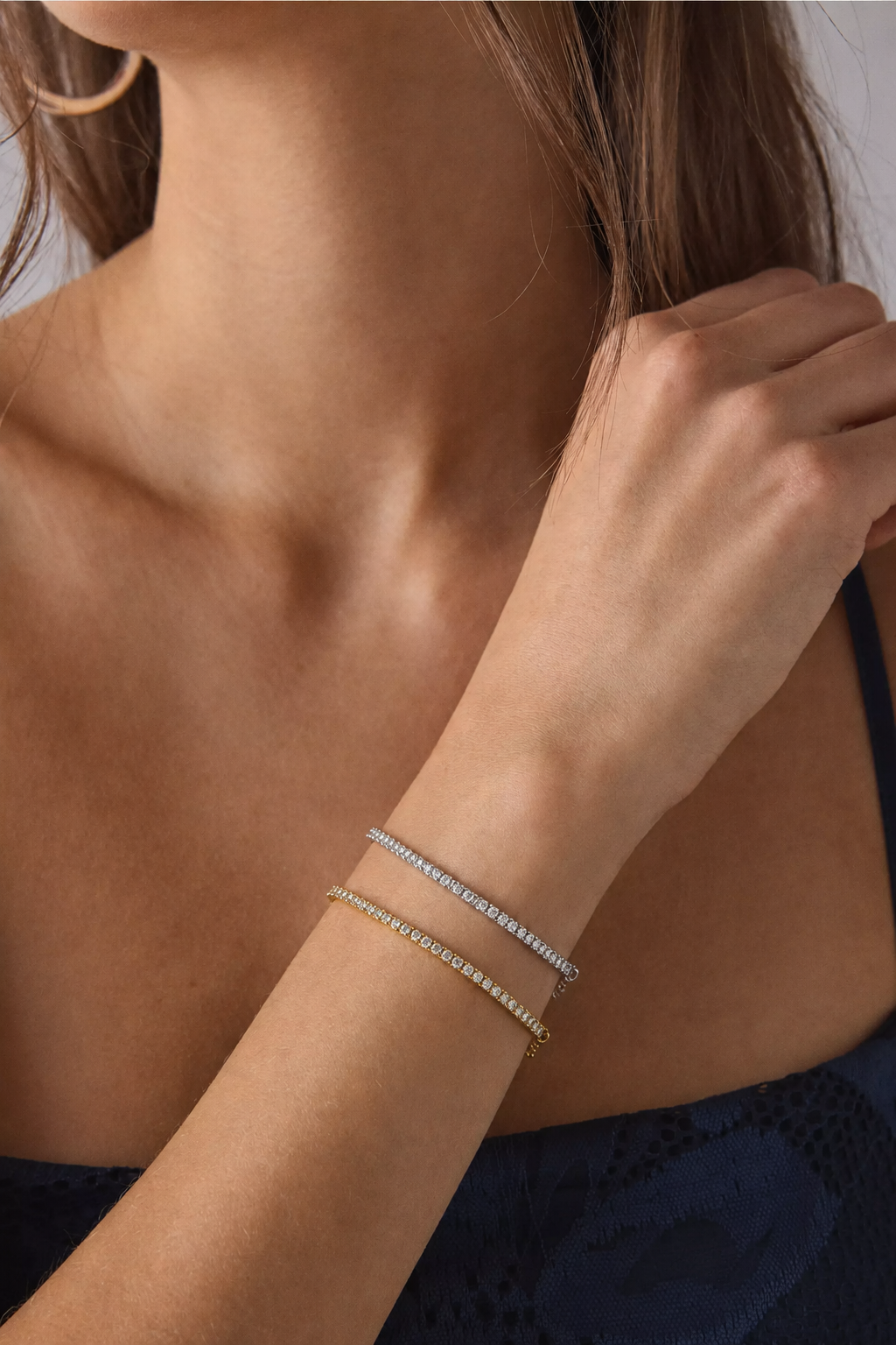 Pulseira Riviera Feminina Minimalista Dourada Prateada Acessório Elegante